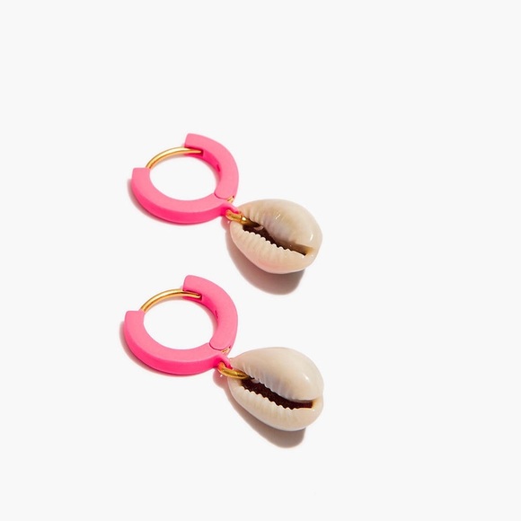Madewell Jewelry - NWT Madewell Cowrie Shell Charm Neon Hoop Earrings
